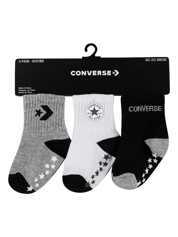 Converse Black Star Gripper Socks 3 Pack - Image 3 of 3 Converse Black Star Gripper Socks 3 Pack - Image 3 of 3