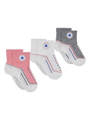 Converse Light Pink Infant Straited Socks 3 Pack - Image 1 of 4