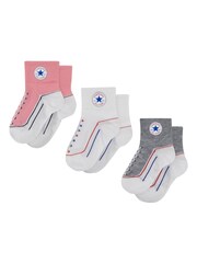 Converse Light Pink Infant Straited Socks 3 Pack - Image 2 of 4