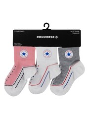 Converse Light Pink Infant Straited Socks 3 Pack - Image 4 of 4