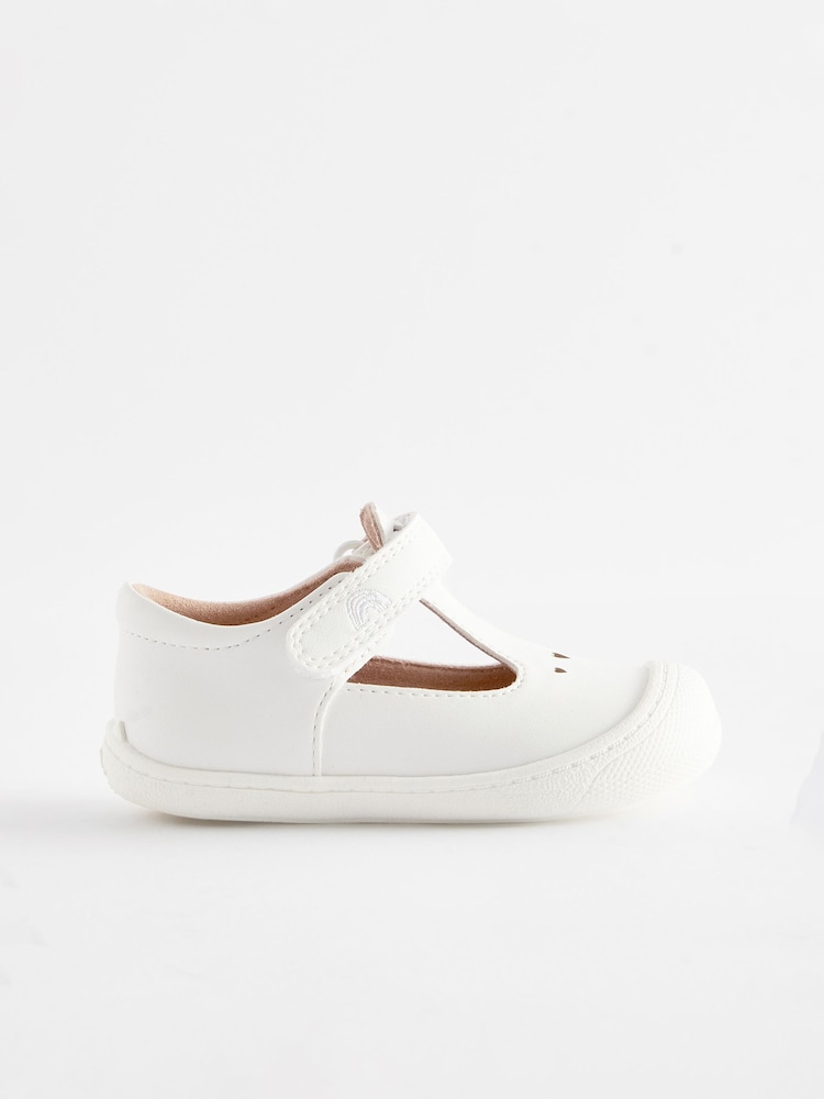 White Wide Fit (G) Crawler T-Bar Shoes - Image 2 of 5