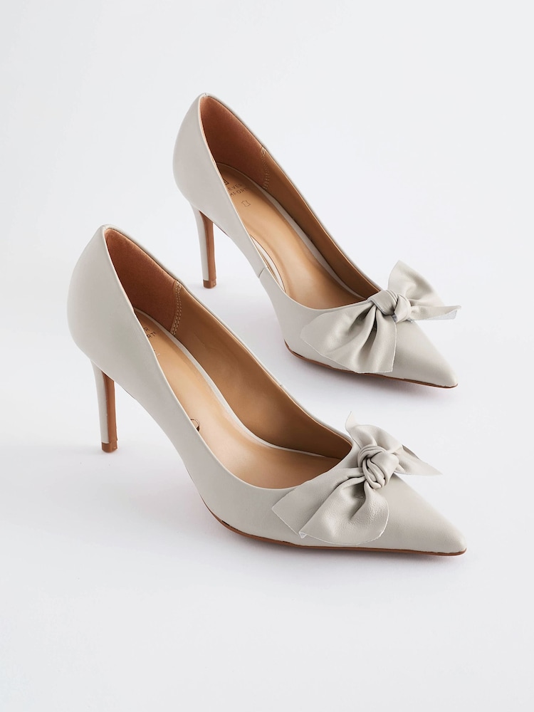 Bone Neutral Forever Comfort® Leather Bow Mid Court Shoes - Image 3 of 8