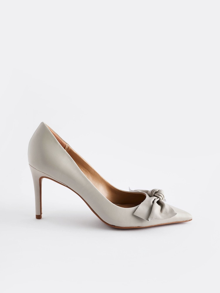 Bone Neutral Forever Comfort® Leather Bow Mid Court Shoes - Image 4 of 8