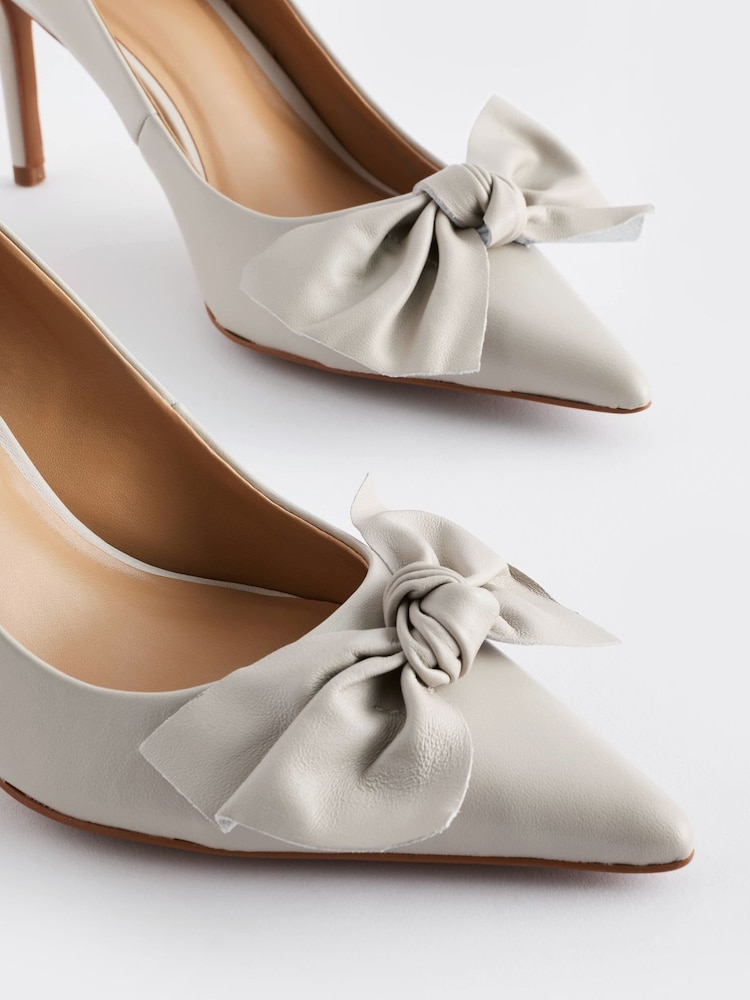 Bone Neutral Forever Comfort® Leather Bow Mid Court Shoes - Image 6 of 8