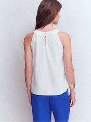Boden White Halter-Neck Double Cloth Top - Image 3 of 6