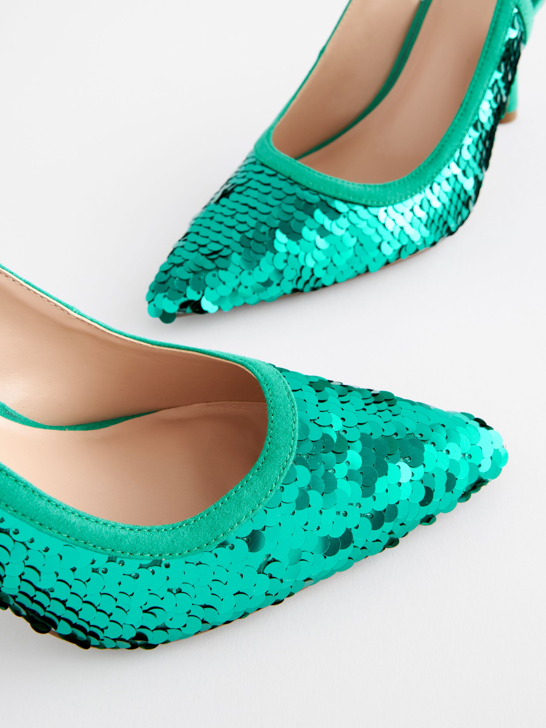 Buy Aqua Blue Forever Comfort Sequin Point Toe Slingback Heels from Next Luxembourg
