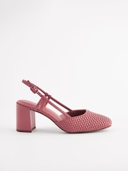 Rose rožnata - Forever Comfort® Square Toe Weave Slingback Block čevlji z visoko peto čevlji - Slika 2 iz 5