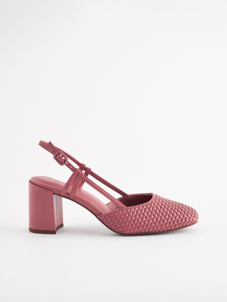 Rose rožnata - Forever Comfort® Square Toe Weave Slingback Block čevlji z visoko peto čevlji - Slika 2 iz 5