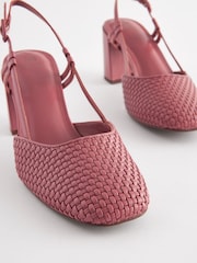 Rose rožnata - Forever Comfort® Square Toe Weave Slingback Block čevlji z visoko peto čevlji - Slika 3 iz 5