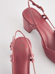 Rose rožnata - Forever Comfort® Square Toe Weave Slingback Block čevlji z visoko peto čevlji - Slika 5 iz 5