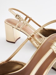 zlata (barva); zlato - Forever Comfort® Square Toe Weave Slingback Block čevlji z visoko peto čevlji - Slika 7 iz 7