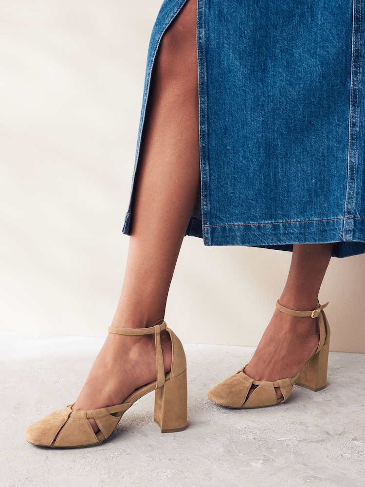 Brown Forever Comfort® Cut-Out Block Heel Shoes - Image 1 of 7