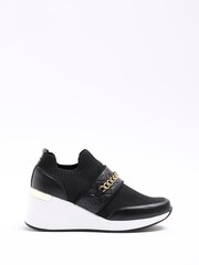 River Island Black Chain Strap Wedges Trainers - Image 2 of 6