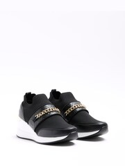 River Island Black Chain Strap Wedges Trainers - Image 3 of 6