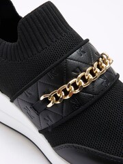 River Island Black Chain Strap Wedges Trainers - Image 6 of 6