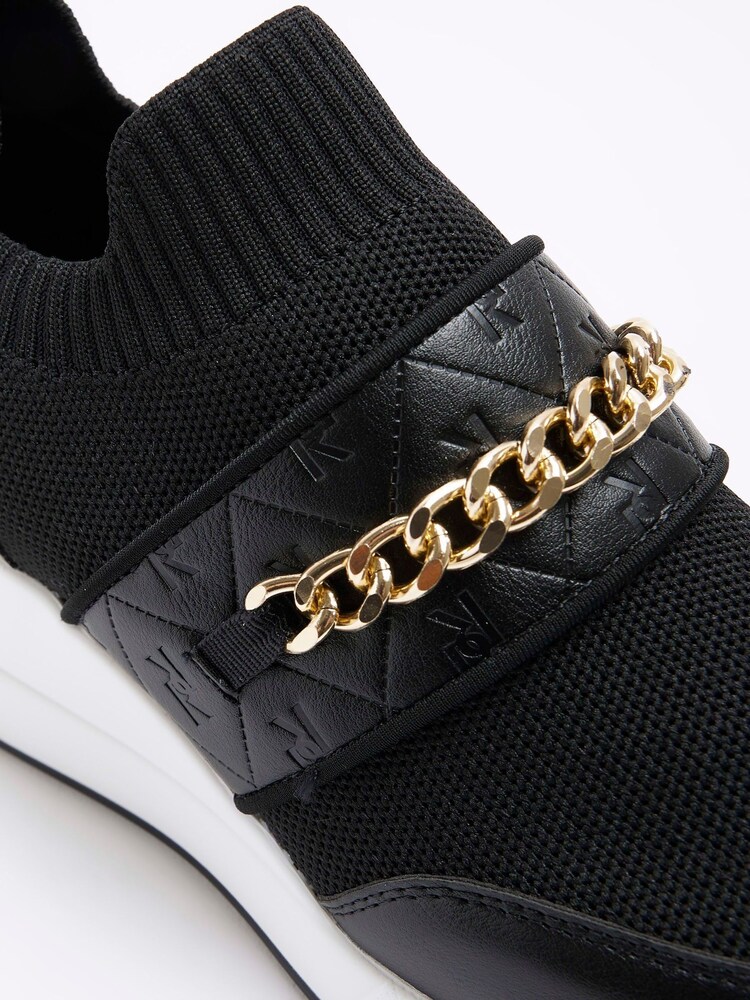 River Island Black Chain Strap Wedges Trainers - Image 6 of 6