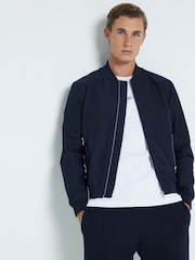 River Island Blue Cotton Bomber Jacket - Image 1 of 6