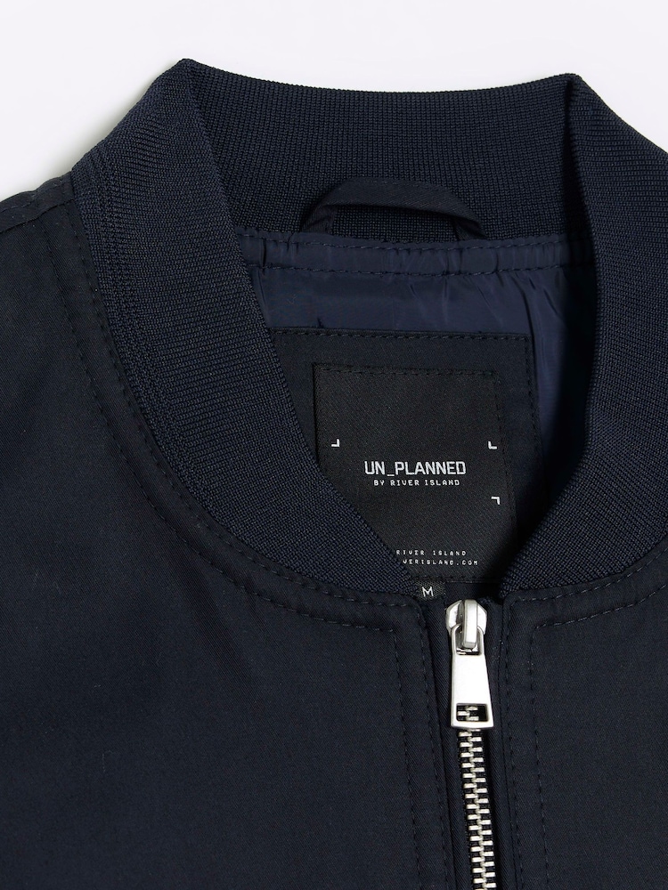 River Island Blue Cotton Bomber Jacket - Image 6 of 6 River Island Blue Cotton Bomber Jacket - Image 6 of 6