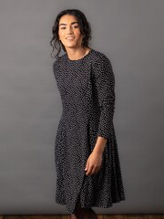 Lakeland Leather Lillith Drop Print Jersey Skater Black Dress - Image 1 of 6