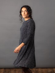 Lakeland Leather Lillith Drop Print Jersey Skater Black Dress - Image 3 of 6