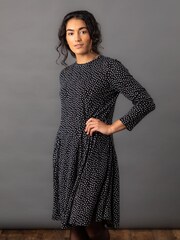 Lakeland Leather Lillith Drop Print Jersey Skater Black Dress - Image 4 of 6