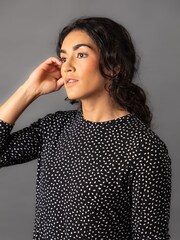 Lakeland Leather Lillith Drop Print Jersey Skater Black Dress - Image 6 of 6