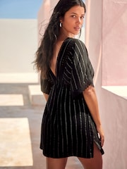 Black Lace Trim Cover-Up Kaftan - Image 3 of 6