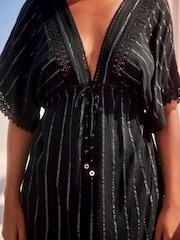 Black Lace Trim Cover-Up Kaftan - Image 4 of 6