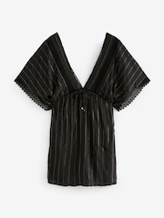 Black Lace Trim Cover-Up Kaftan - Image 5 of 6