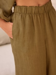 Vert kaki - Pantalon large 100% lin Premium - Image 8 of 10