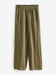 Vert kaki - Pantalon large 100% lin Premium - Image 9 of 10