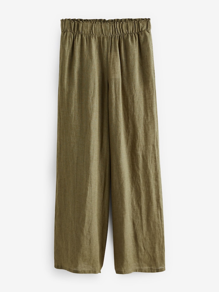 Vert kaki - Pantalon large 100% lin Premium - Image 9 of 10
