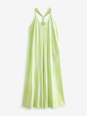 Lime Tie-Dye 100% Cotton Knot Summer Maxi Dress - Image 6 of 8