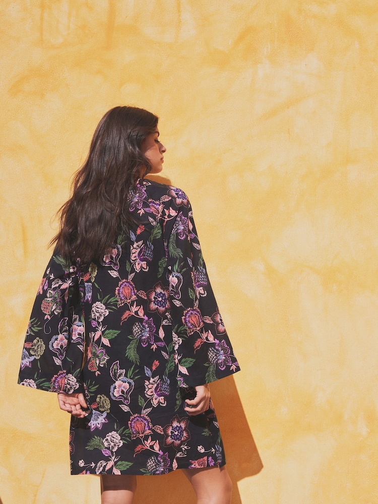 Black Floral Cover-Up Kaftan - Image 2 of 6