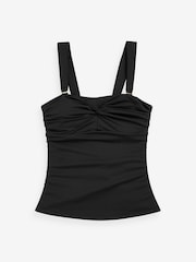 Black Wide Strap Tummy Control Bandeau Tankini Top - Image 6 of 6