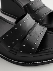 Schwarz - Forever Comfort Lederschuhe mit Nieten und Keilabsatz - Bild 7 von 8