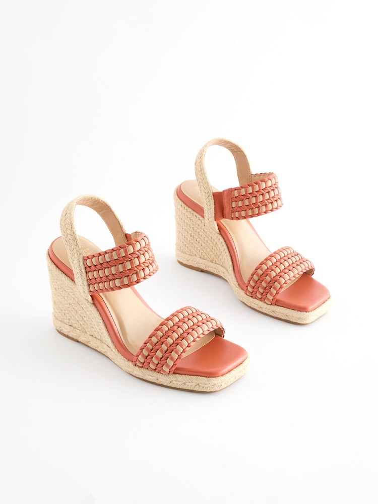 Orange Forever Comfort® Square Toe Weave Wedges - Image 1 of 9