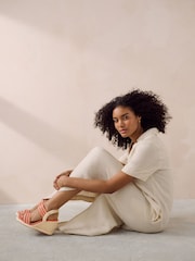 Orange Forever Comfort® Square Toe Weave Wedges - Image 3 of 9