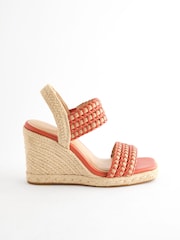Orange Forever Comfort® Square Toe Weave Wedges - Image 5 of 9