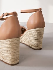 Camel Signature Leather Closed Toe Bow Wedges - Image 6 of 6