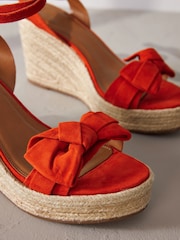 Orange Signature Leather Bow Wedges - Image 4 of 6