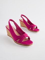 Pink Standard/Wide Fit Forever Comfort® Bow Cork Wedges - Image 1 of 5