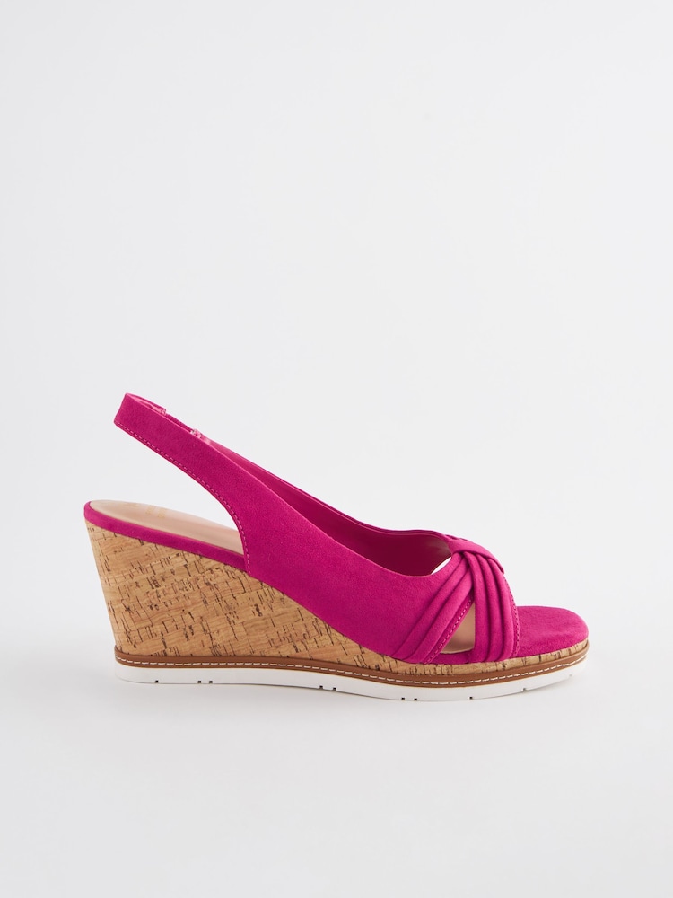 Pink Standard/Wide Fit Forever Comfort® Bow Cork Wedges - Image 2 of 5