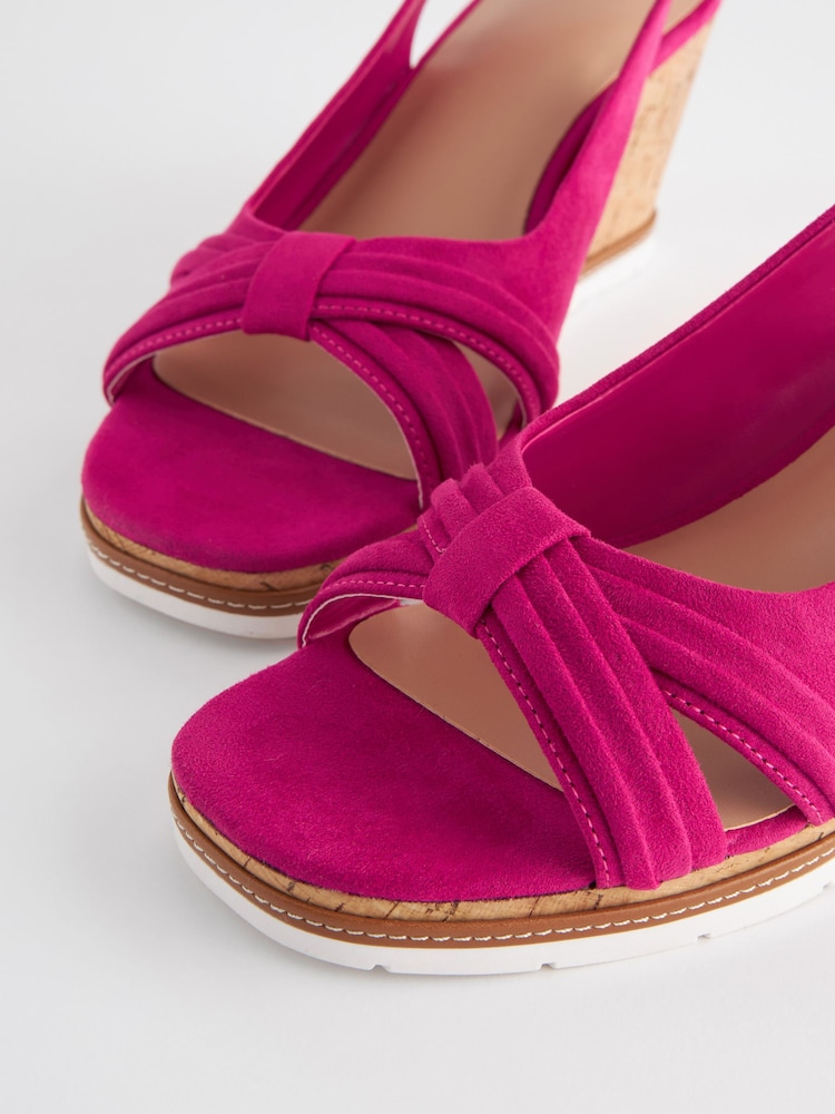 Pink Standard/Wide Fit Forever Comfort® Bow Cork Wedges - Image 5 of 5