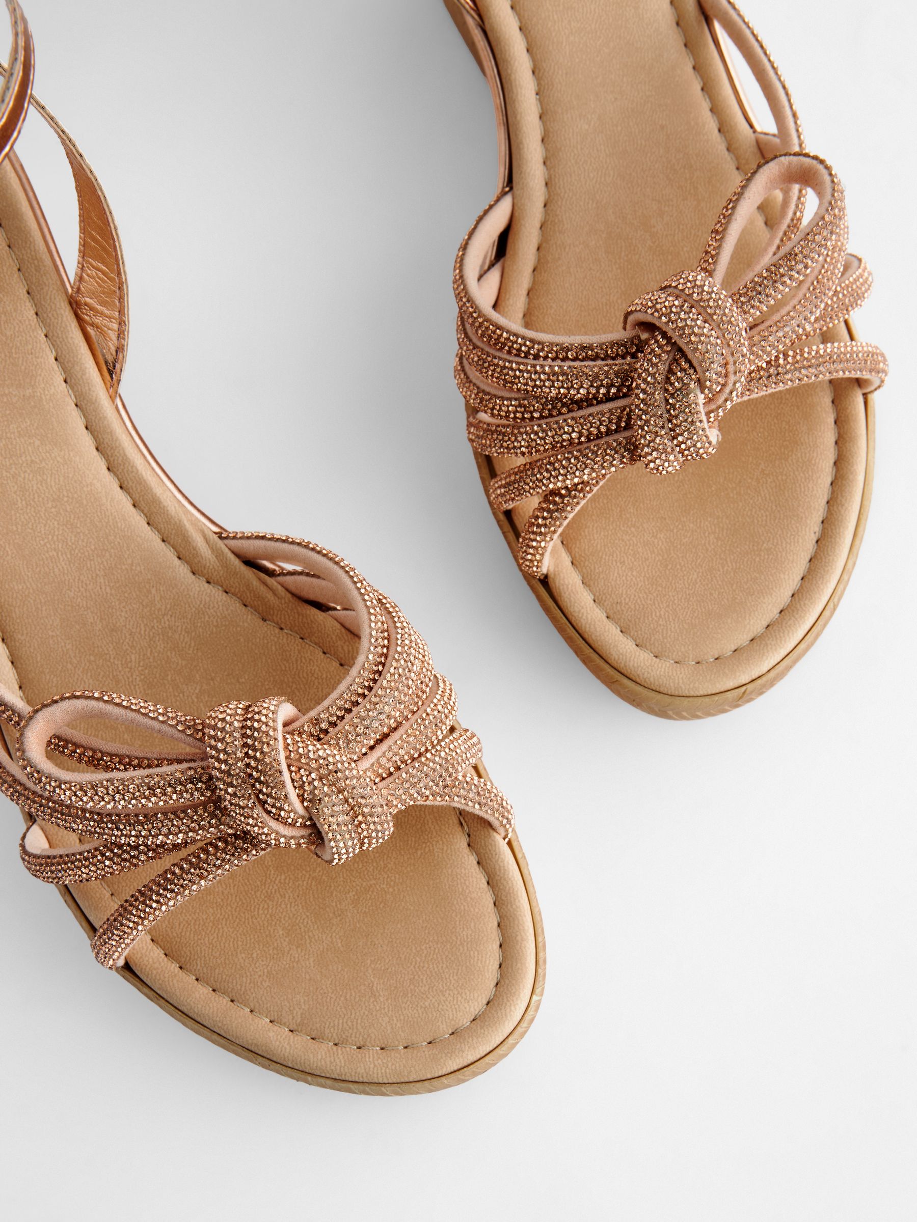 Buy Rose Gold Forever Comfort Jewel Bow Wedges from Next Luxembourg
