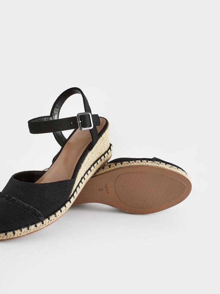 Black Standard/Wide Fit Forever Comfort Toe Cap Closed Toe Wedges - Image 9 of 9