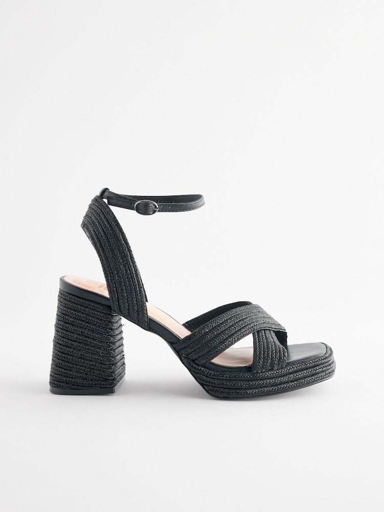 Schwarz/Jute - Forever Comfort® Sandalen mit ausgestellter Plateausohle - Bild 2 von 5 Schwarz/Jute - Forever Comfort® Sandalen mit ausgestellter Plateausohle - Bild 2 von 5