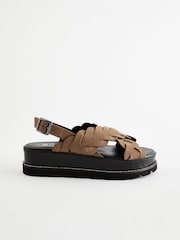 Mink Brown Forever Comfort® Leather Cross-Over Flatform Sandals - Image 4 of 7