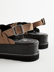Mink Brown Forever Comfort® Leather Cross-Over Flatform Sandals - Image 5 of 7