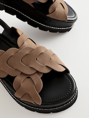 Mink Brown Forever Comfort® Leather Cross-Over Flatform Sandals - Image 6 of 7